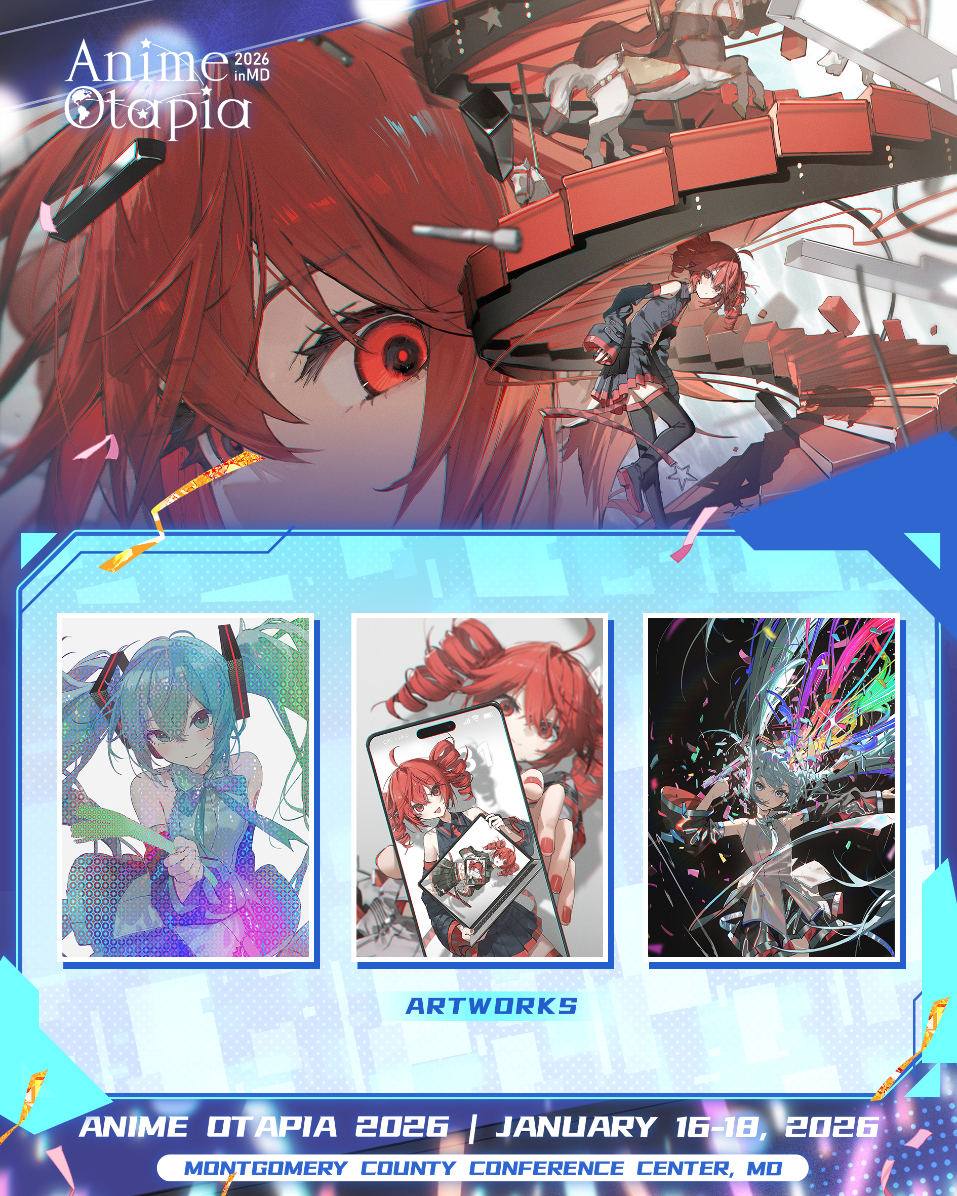 Selected artworks by KIEED displayed at Anime Otapia 2026